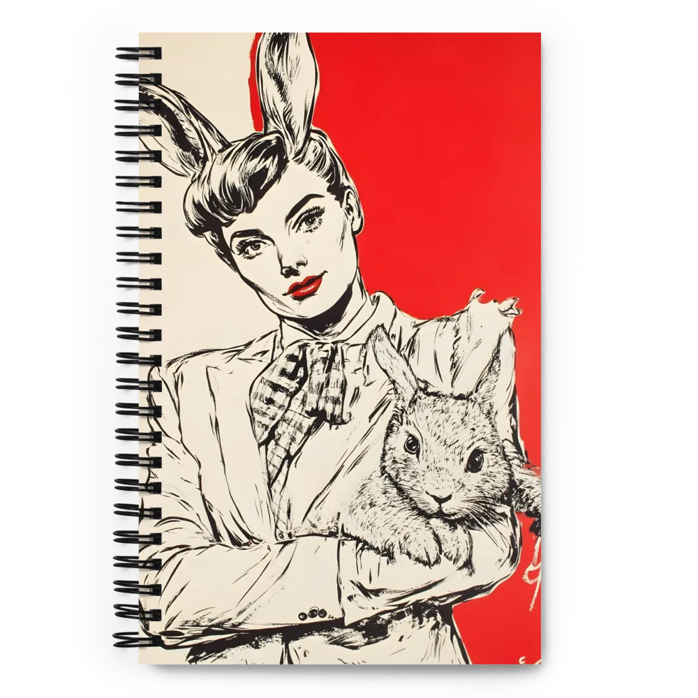 Whimsical Elegance: The Rabbit Lady | Spiral Notebook