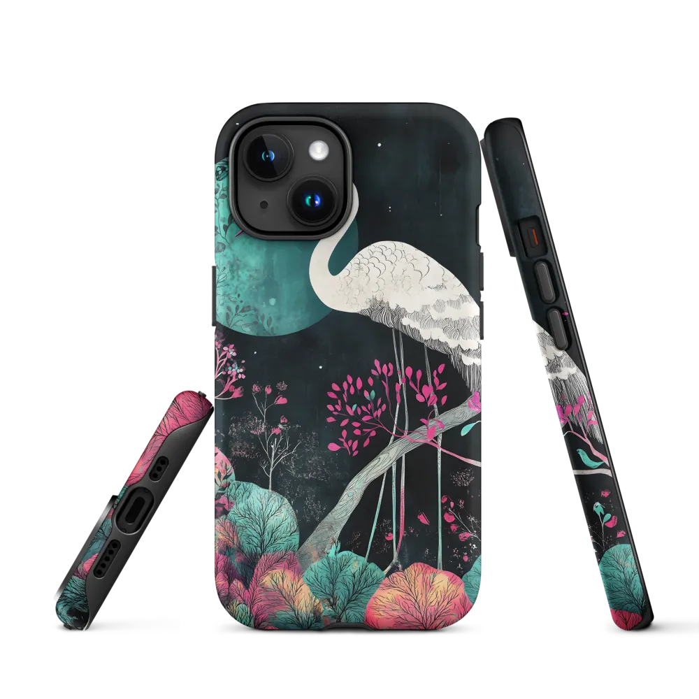 Ethereal Presence: Heron in a Floral Dreamscape | Phone Case |  15 | Tough Case | Matte