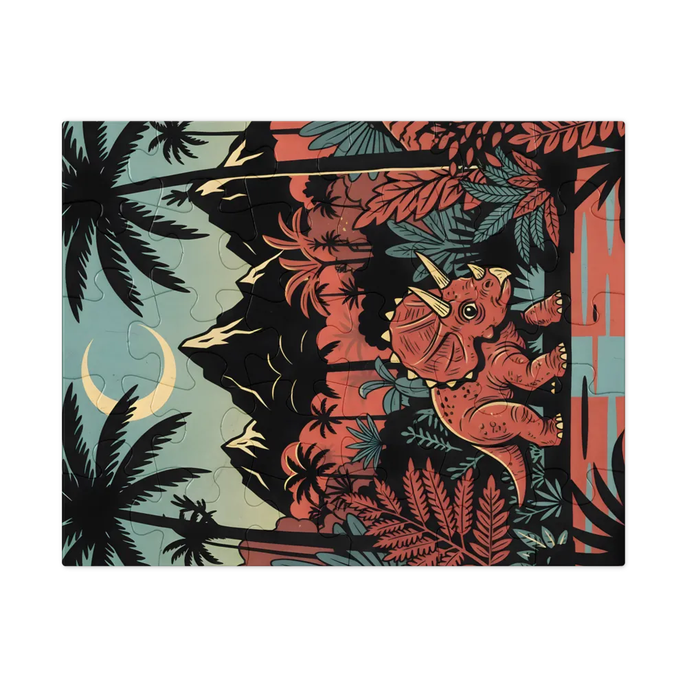 Moonlit Triceratops 
 Jigsaw Puzzle in Tin Box