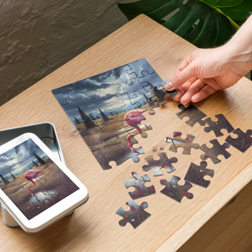 Twilight Flamingo 
 Jigsaw Puzzle in Tin Box
