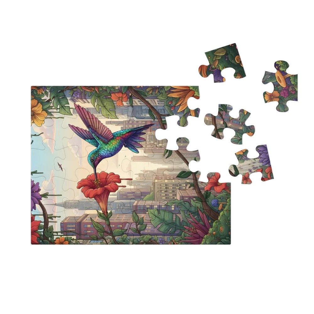 Urban Garden Hummingbird 
 Jigsaw Puzzle in Tin Box