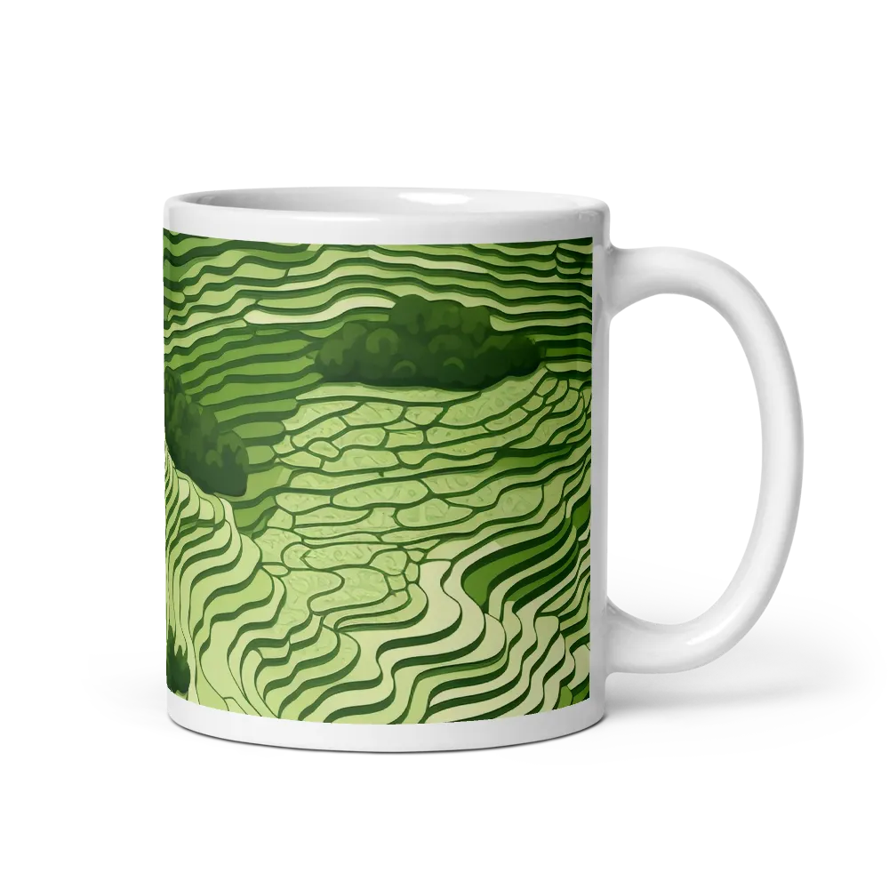 Waves of Green: An Abstract Landscape | Mug with White inside | 11 oz