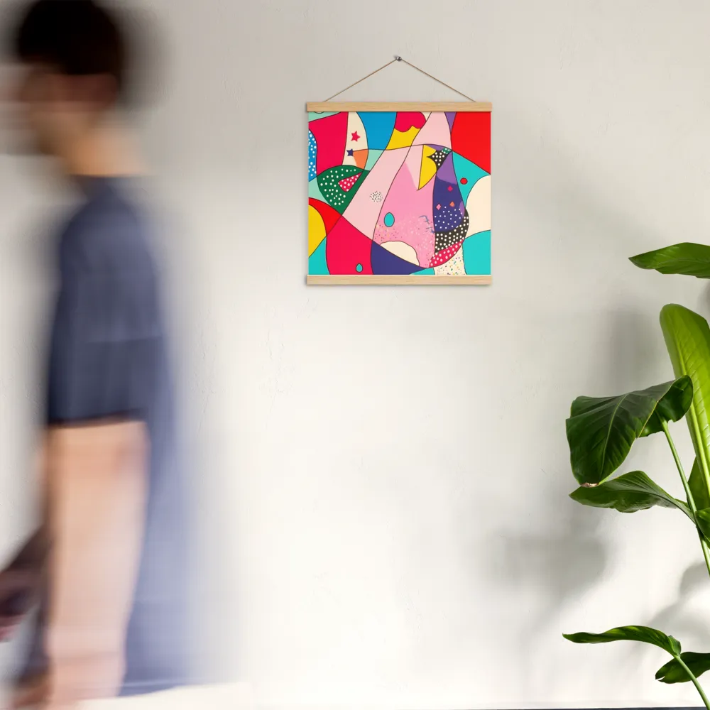 Playful Geometry in Color | Poster With Oak Wood Hanger | 16″×16″