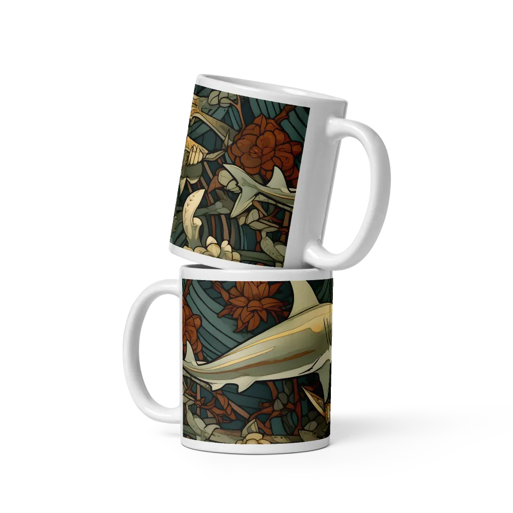 Dynamic Harmony of Sharks and Flora | Mugs | Multiple Sizes & Colors