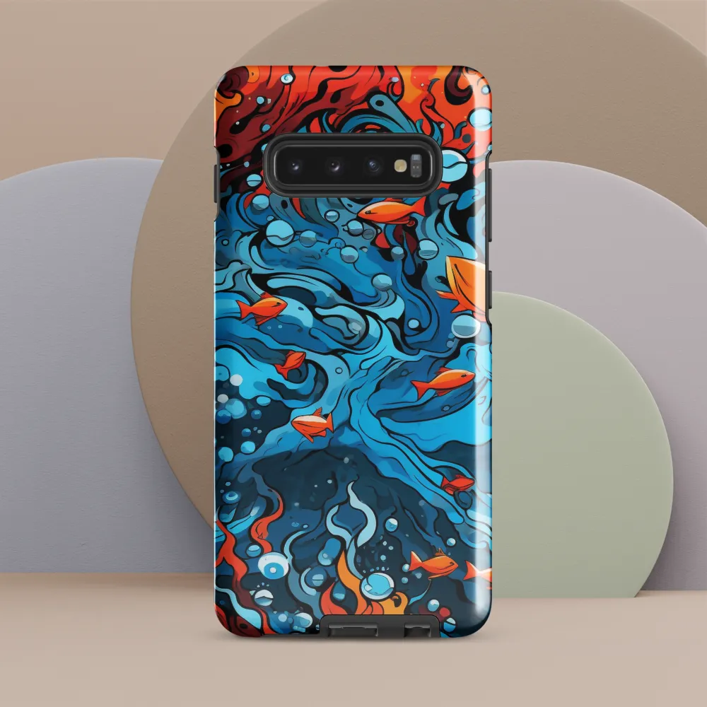 Fluid Harmony: Ocean and Flames | Phone Case |  S10 Plus | Tough Case | Glossy