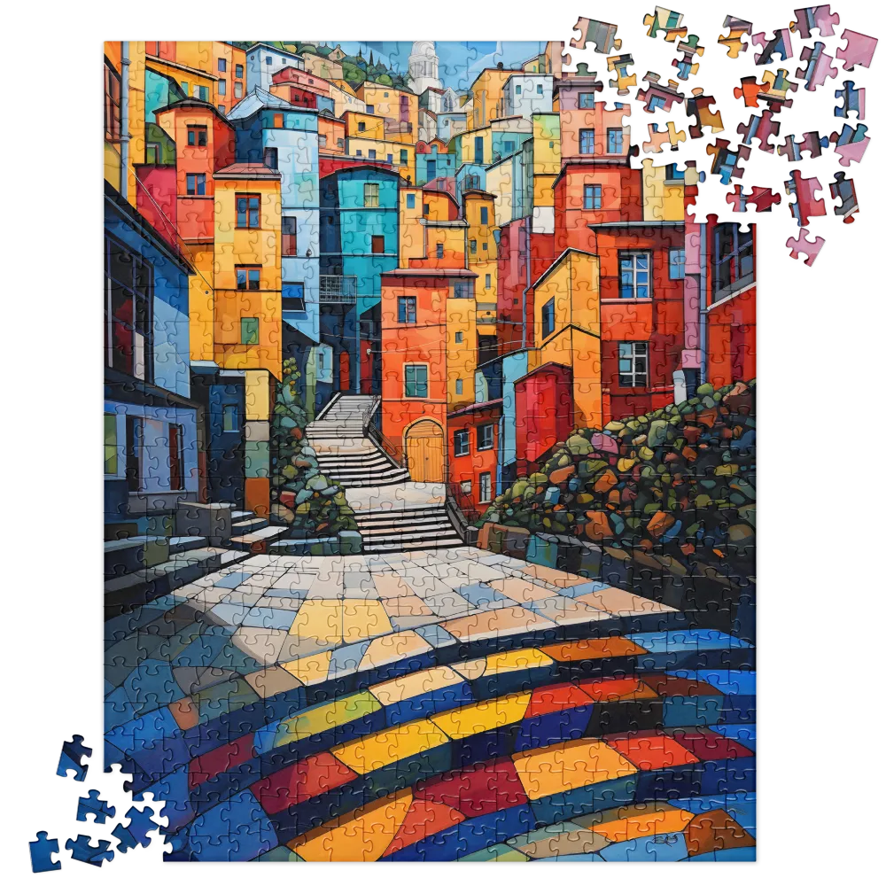 Vibrant Village: A Cubist Journey | Jigsaw Puzzle | 520 pieces