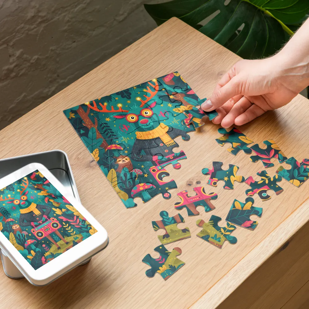 Boombox Deer 
 Jigsaw Puzzle in Tin Box