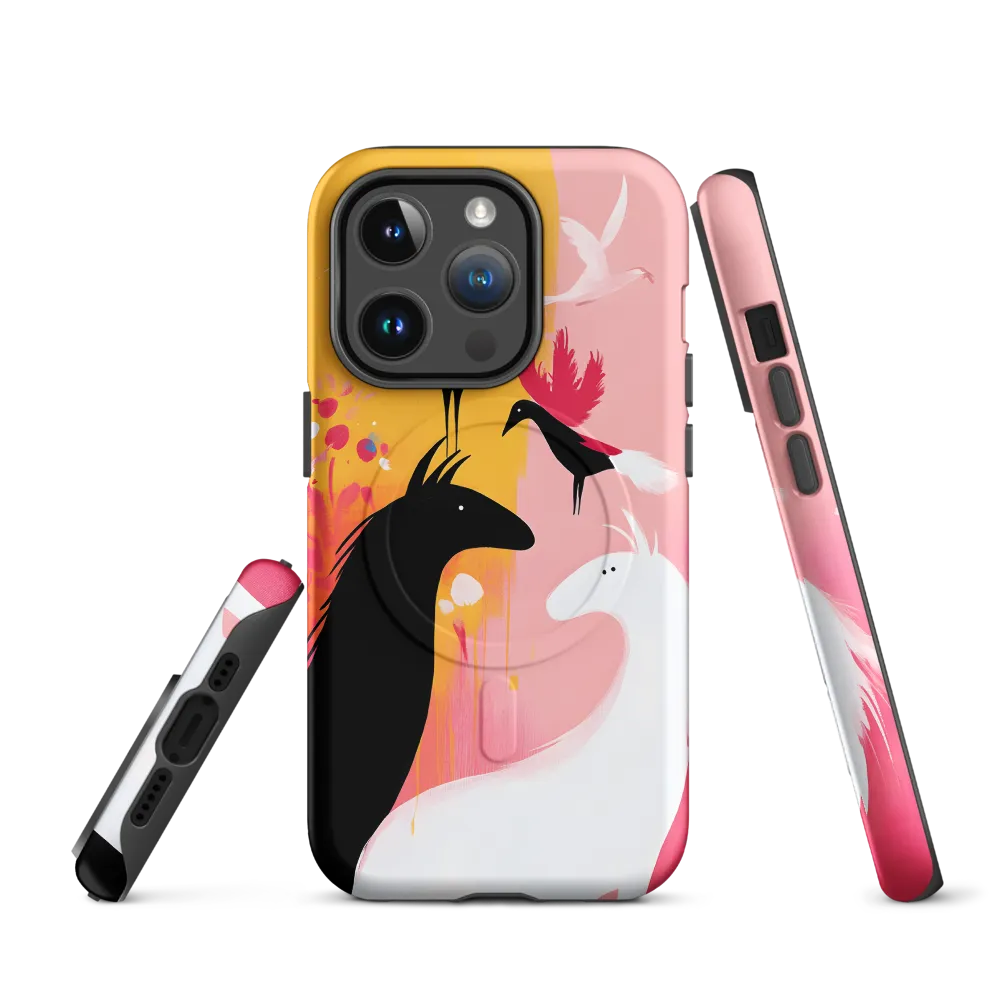 Harmony in Contrast: Horses and Birds | Phone Case |  14 Pro | MagSafe® Tough Case | Matte