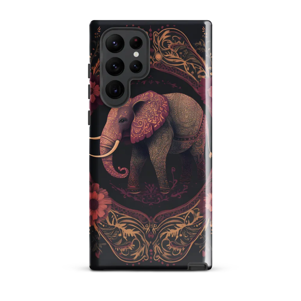 Golden Filigree Elephant in Floral Frame
