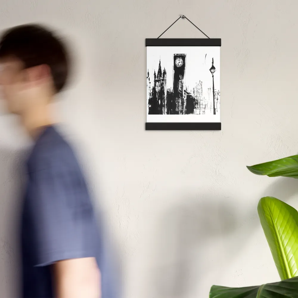 Clock Tower in Motion | Poster With Black Wood Hanger | 8″×10″