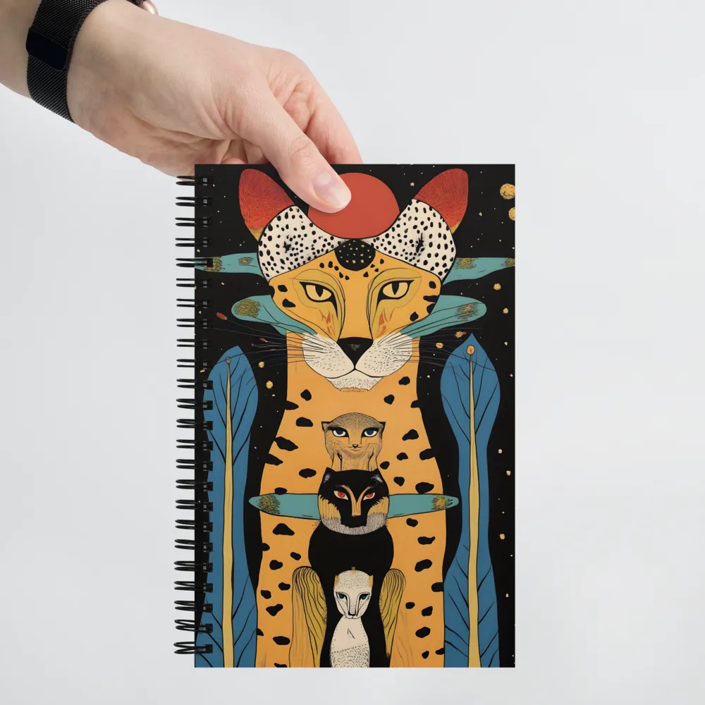 Cosmic Symphony of Felines | Spiral Notebook