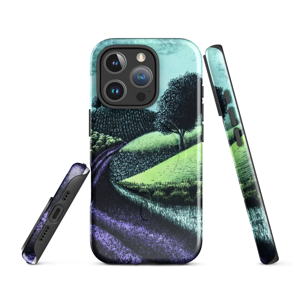 Winding Serenity: A Modern Landscape | Phone Case |  16 Pro | MagSafe® Tough Case | Glossy