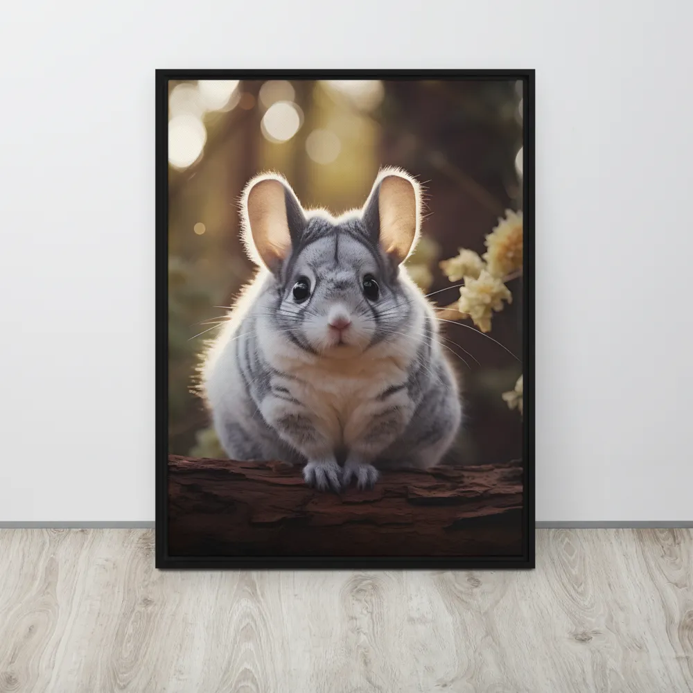 Curious Chinchilla in the Forest | Canvas with Black Frame | 24″×32″