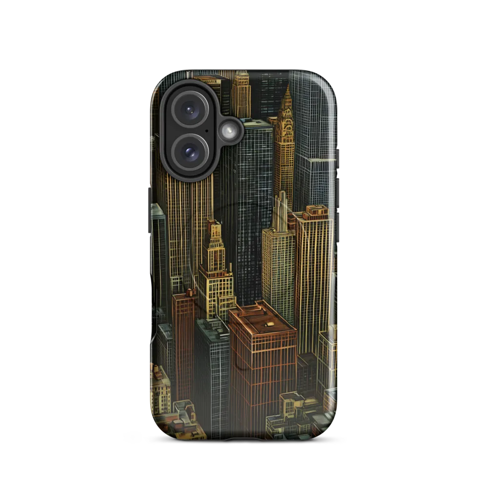 Urban Elegance: A Golden Cityscape | Phone Case |  16 | MagSafe® Tough Case | Glossy