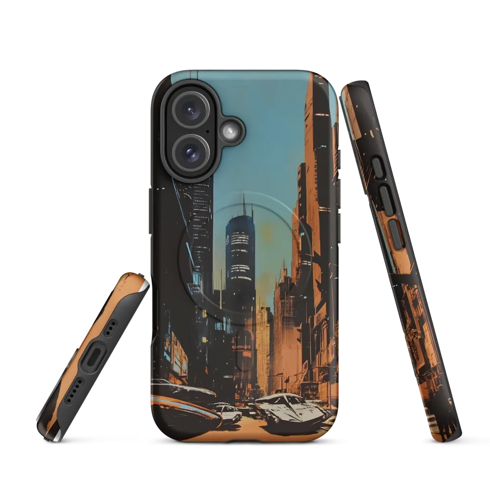 Futuristic Cityscape in Blue and Orange