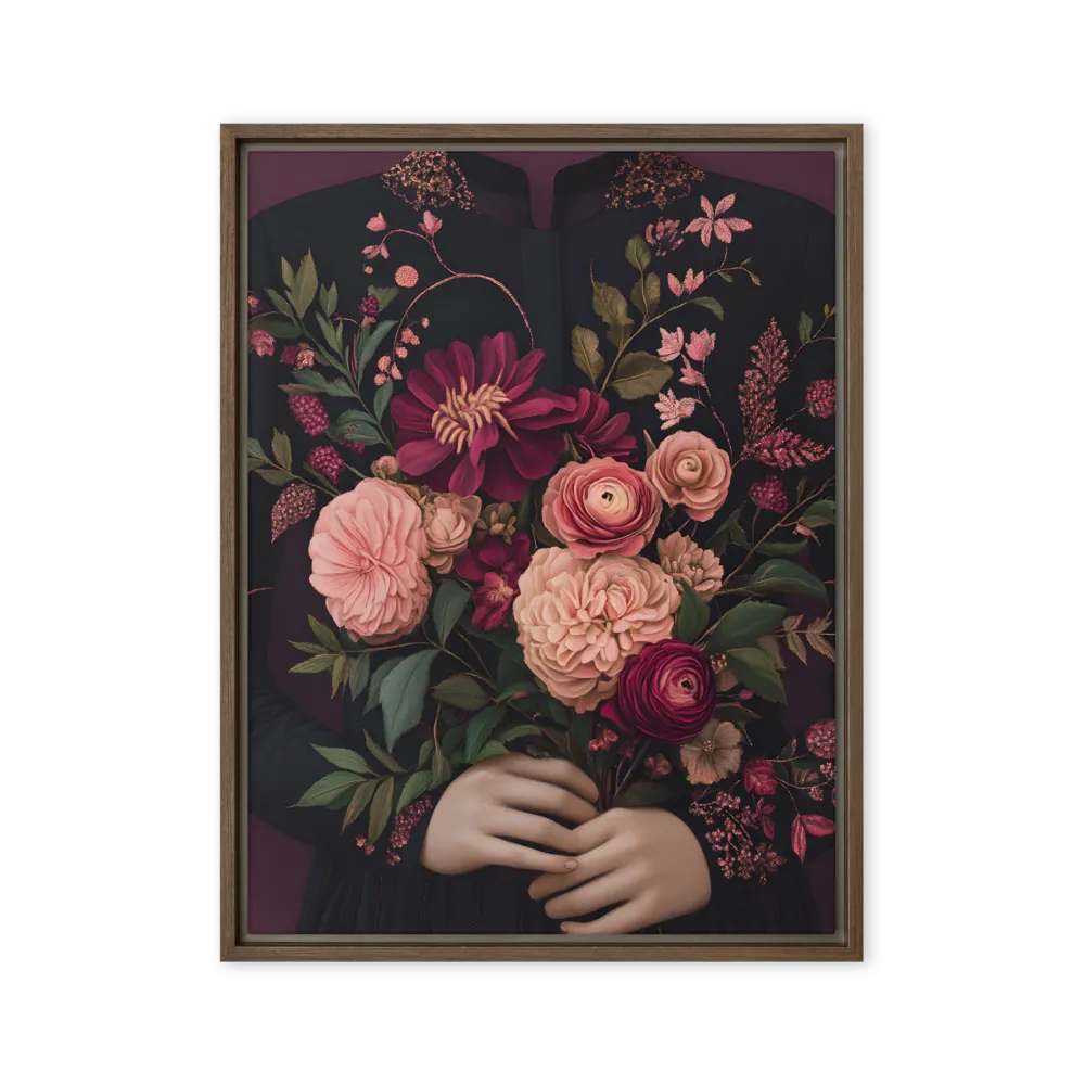 Botanical Elegance | Canvas with Brown Frame | 24″×32″