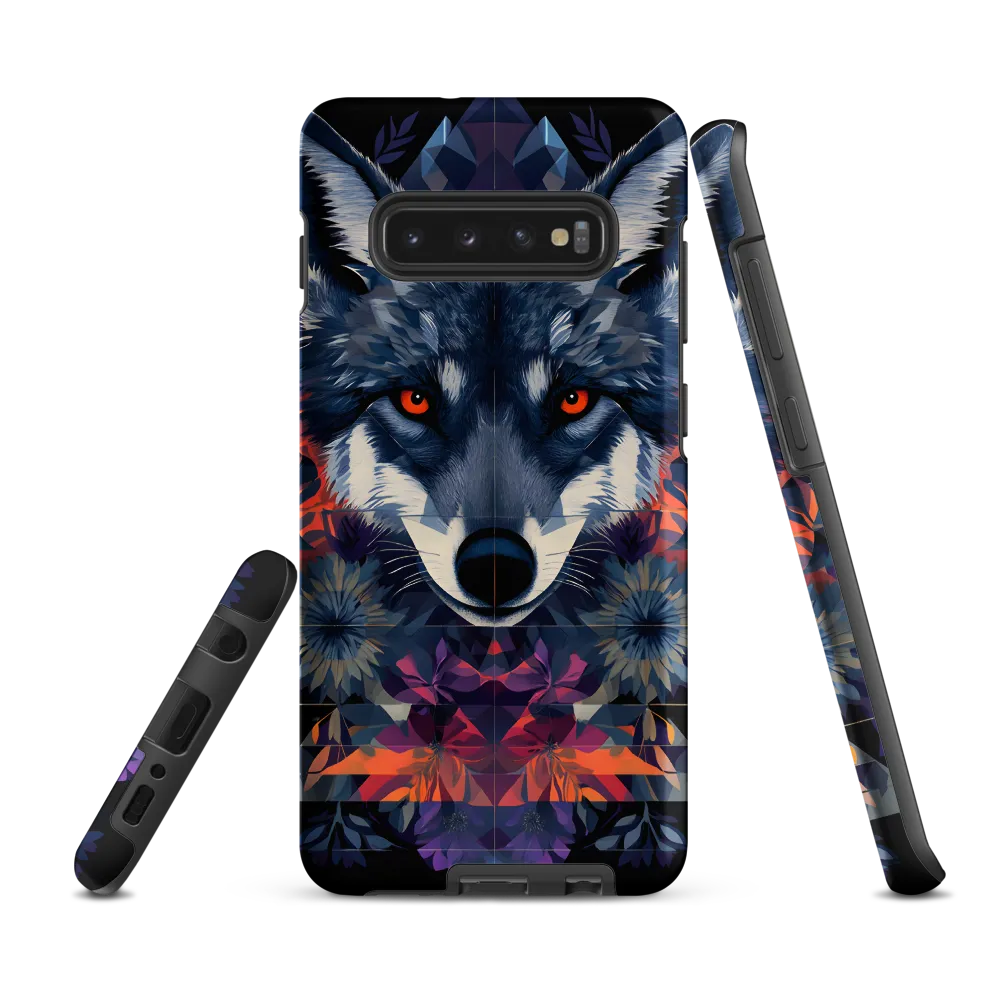 Mystical Wolf Amidst Floral Geometry