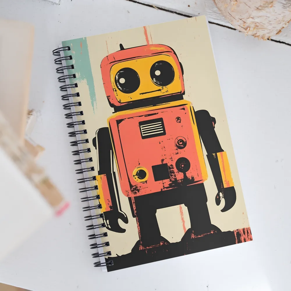 Retro Robot Charm | Spiral Notebook