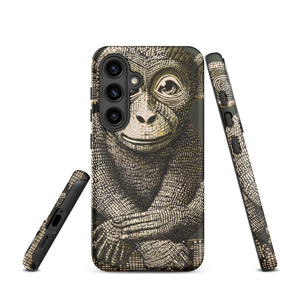 Seated Monkey — Linear Study in Olive and Cream