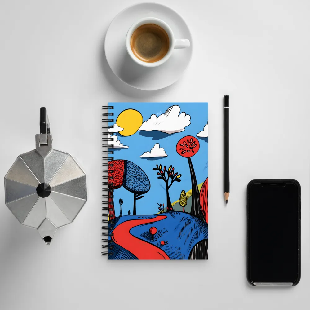 Whimsical Pathways Through a Colorful Landscape | Spiral Notebook