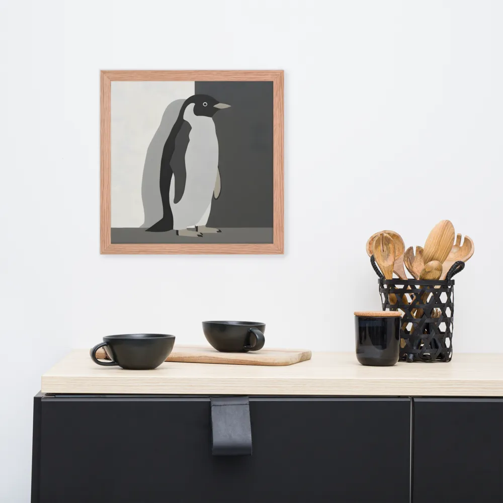 Monochrome Penguin 
 Poster with Red oak Frame | 14″x 14″