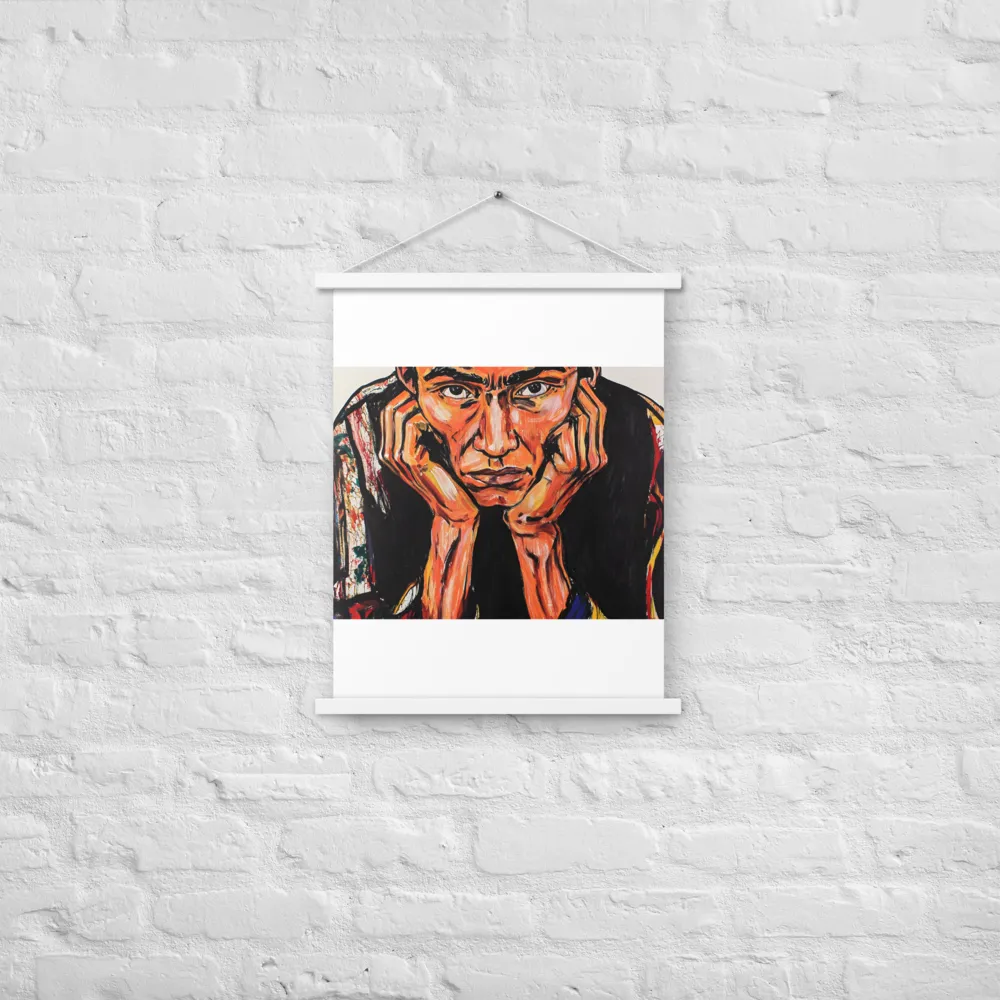 Contemplative Intensity: An Expressionist Portrait | Poster With White Wood Hanger | 18″×24″