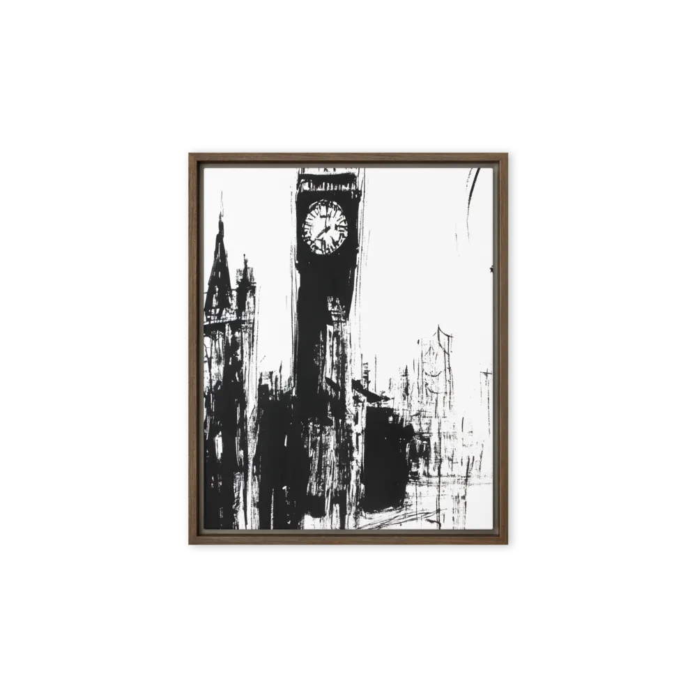Clock Tower in Motion | Canvas with Brown Frame | 8″×10″