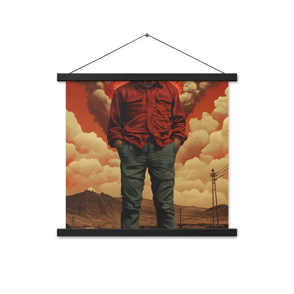 Defiant Spirit in a Surreal Landscape | Poster With Black Wood Hanger | 18″×18″