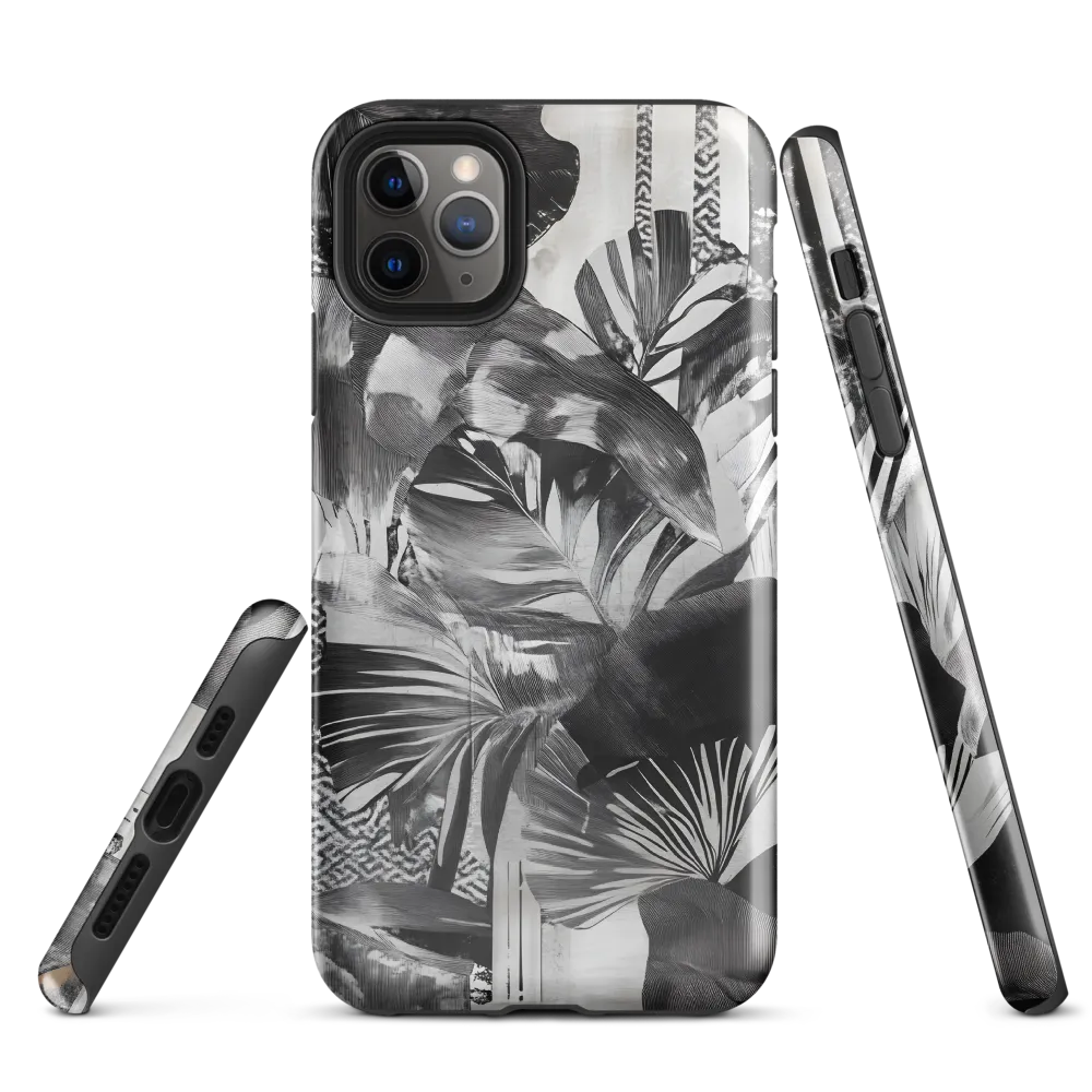 Monochrome Serenity in Tropical Foliage | Phone Case |  11 Pro Max | Tough Case | Glossy