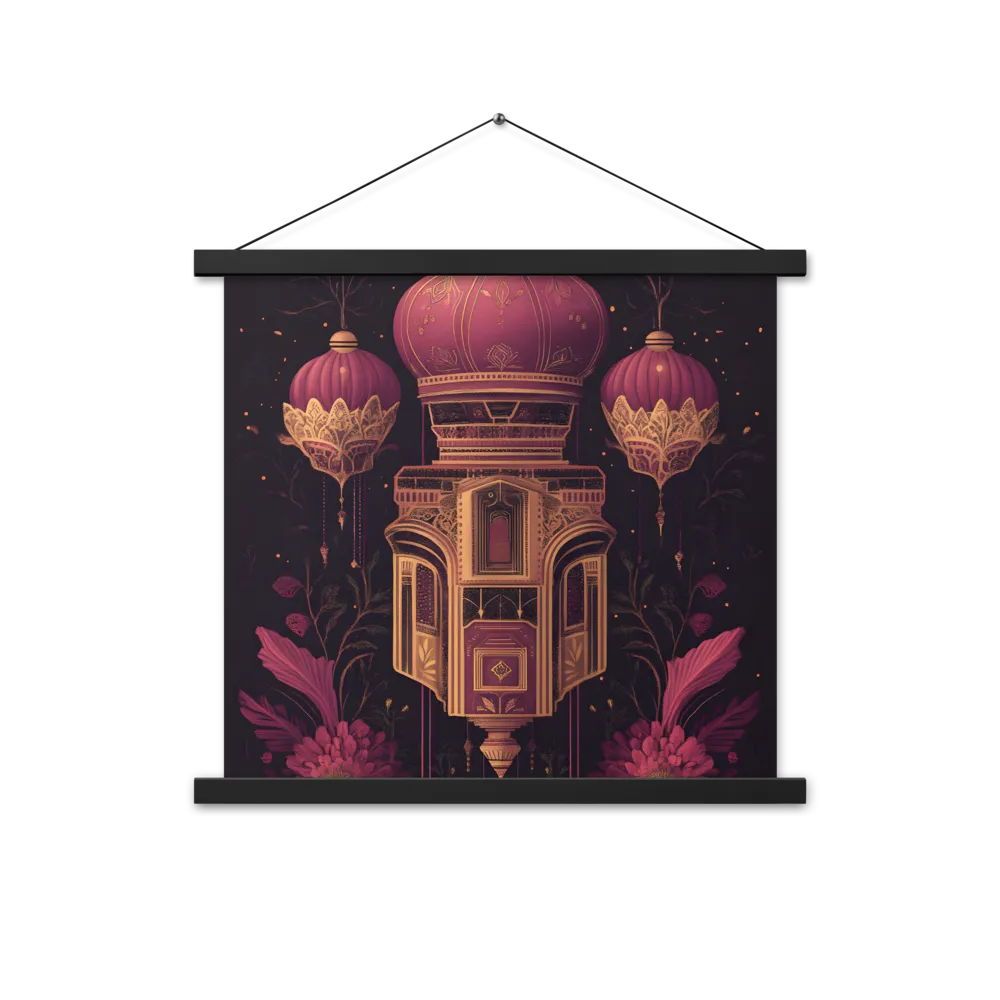 Ornate Harmony: A Digital Floral Architecture | Poster With Black Wood Hanger | 18″×18″
