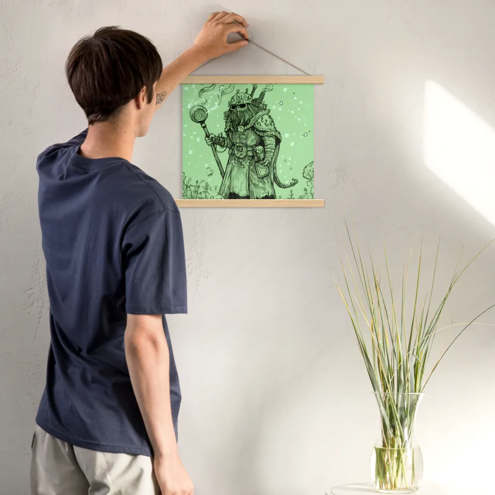 The Enigmatic Wizard | Poster With Oak Wood Hanger | 14″×14″