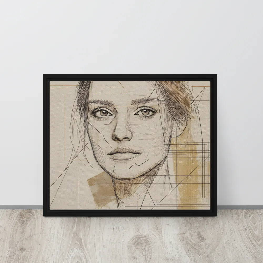 Geometric Elegance: A Modern Portrait | Canvas with Black Frame | 16″×20″