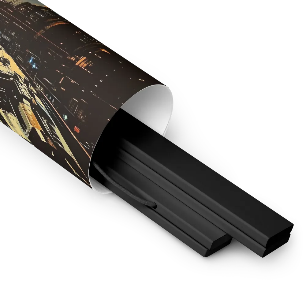 Metro Nexus: A Futuristic Cityscape | Poster With Black Wood Hanger | 10″×10″