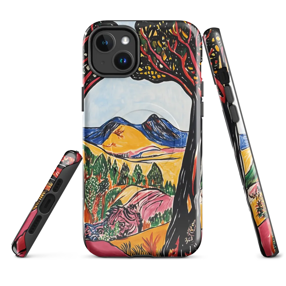Vibrant Nature's Embrace | Phone Case |  14 Plus | MagSafe® Tough Case | Glossy