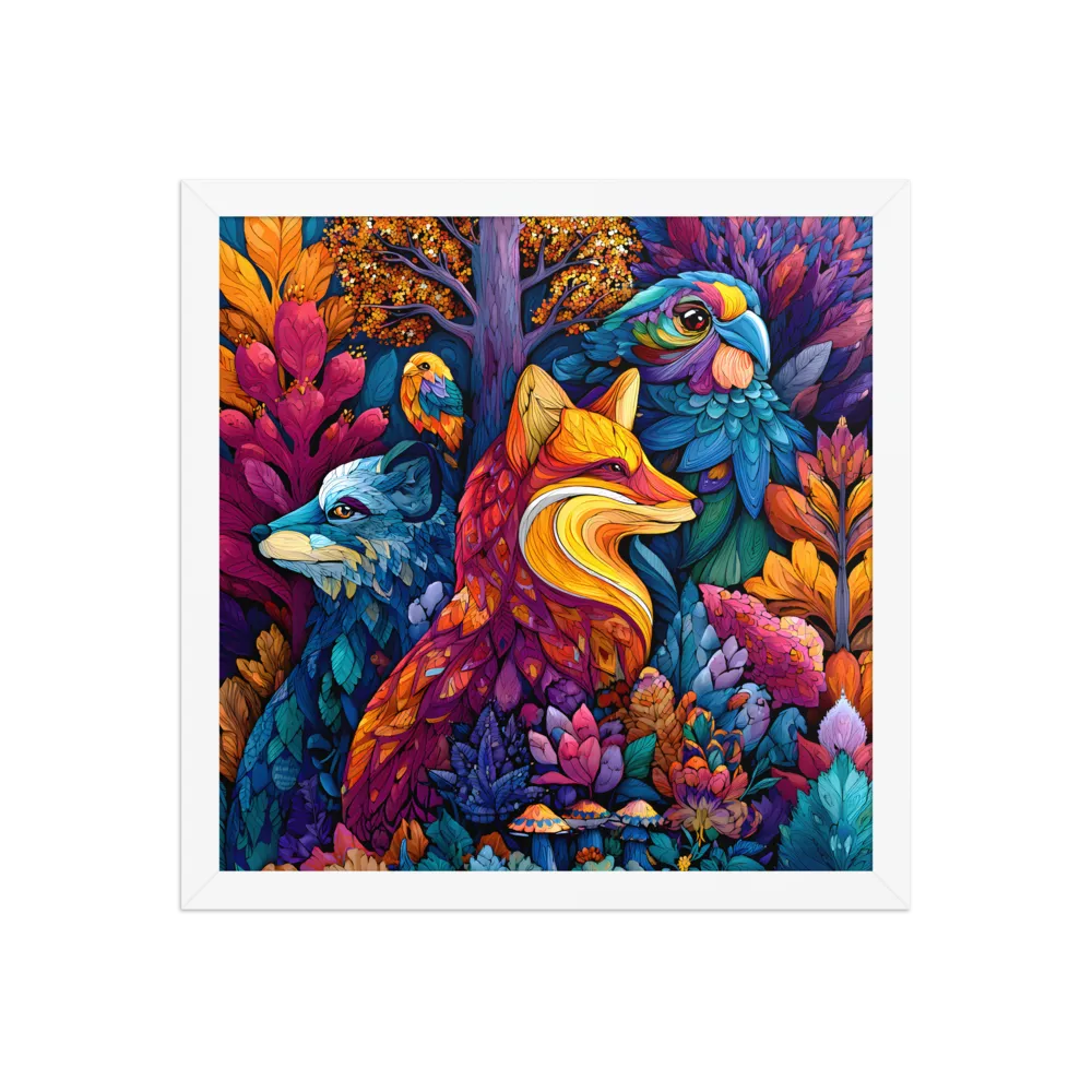 Chromatic Forest Trio 
 Poster with White Frame | 14″x 14″