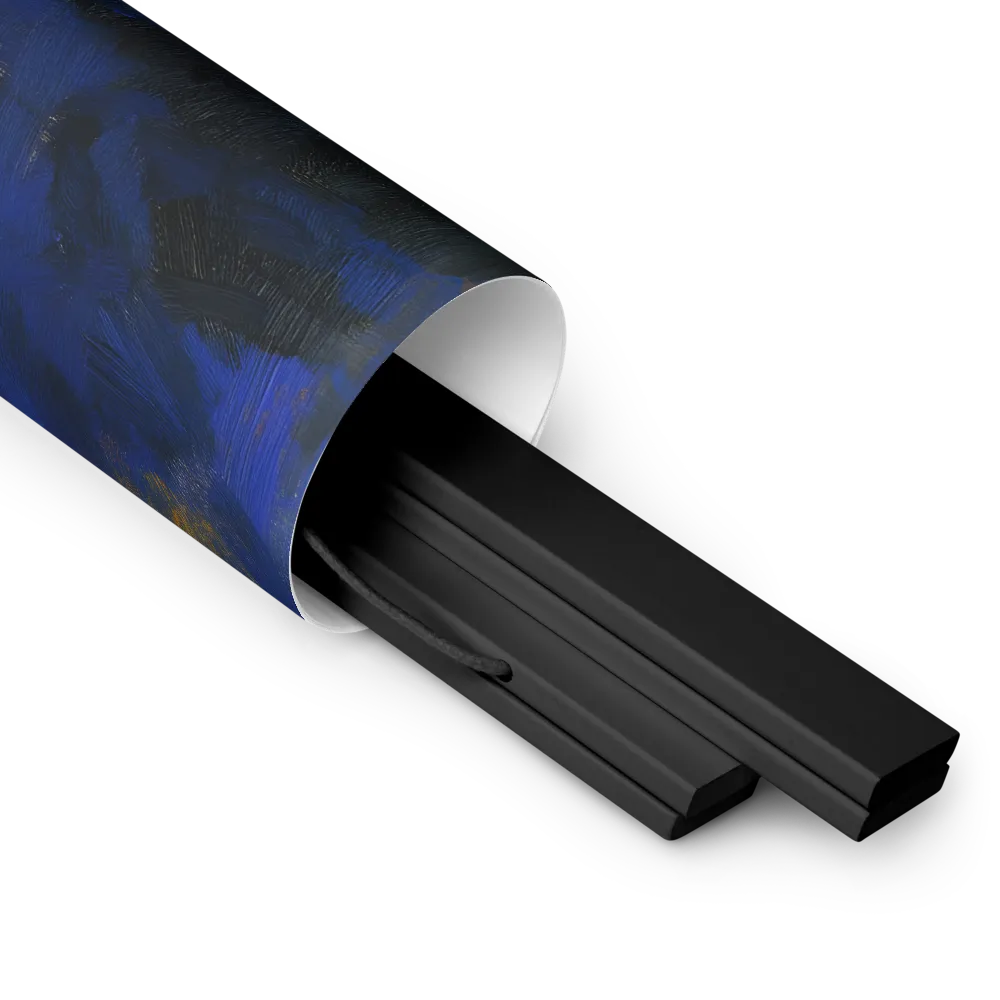 Contemplation Under the Night Sky | Poster With Black Wood Hanger | 14″×14″