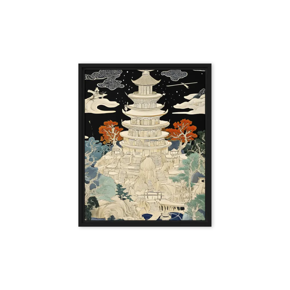 Whispers of the Pagoda | Canvas with Black Frame | 8″×10″