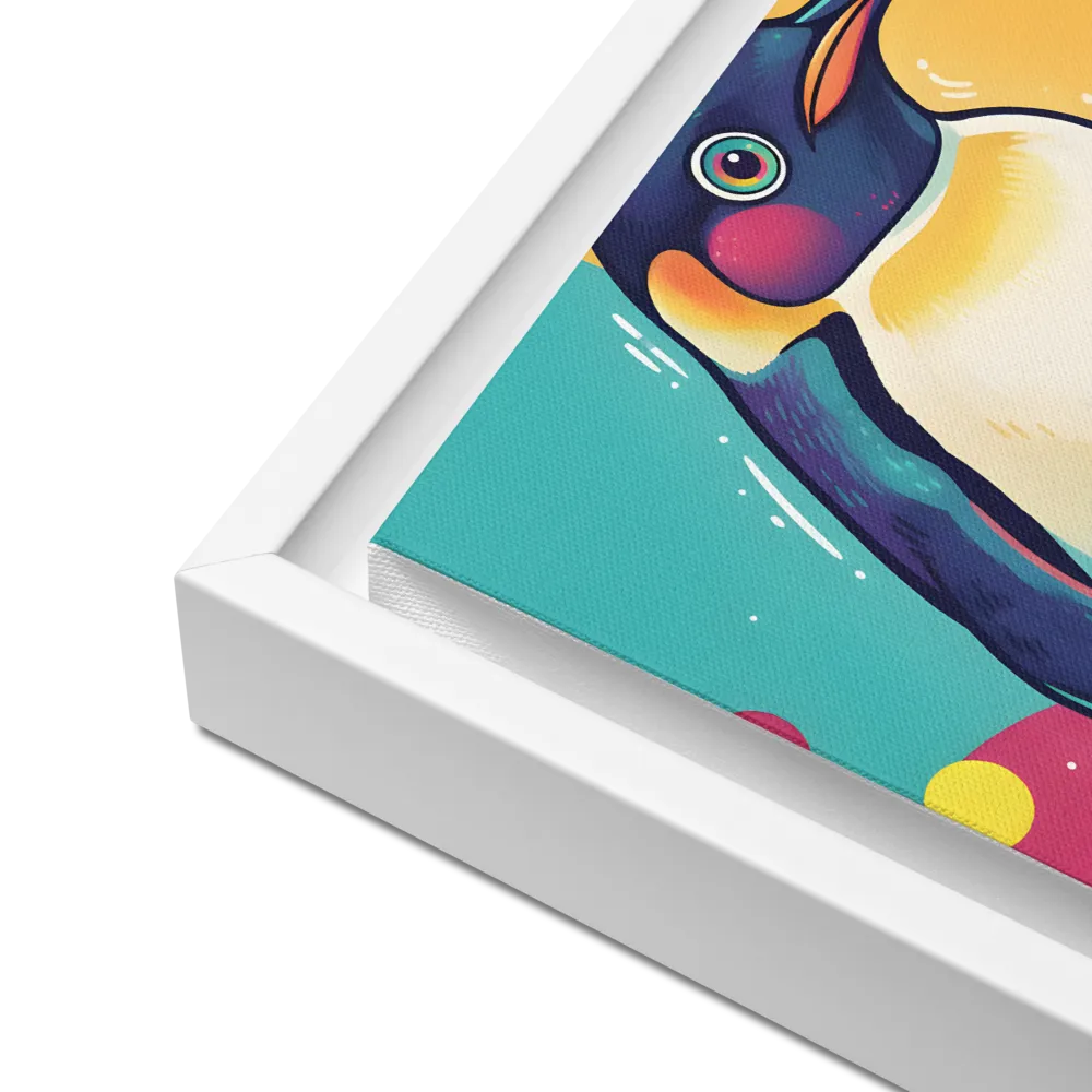 Colorful Penguin 
 Canvas with White Frame | 12″x 12″
