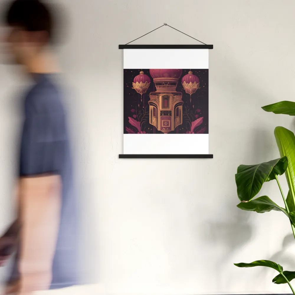 Ornate Harmony: A Digital Floral Architecture | Poster With Black Wood Hanger | 18″×24″