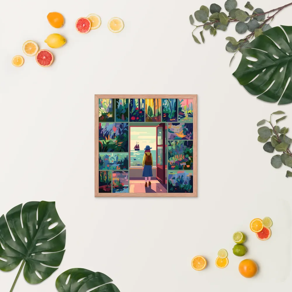 Doorway to the Sea 
 Poster with Red oak Frame | 18″x 18″