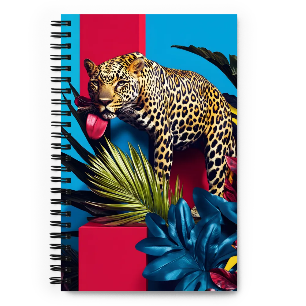 Playful Leopard in Vibrant Paradise | Spiral Notebook