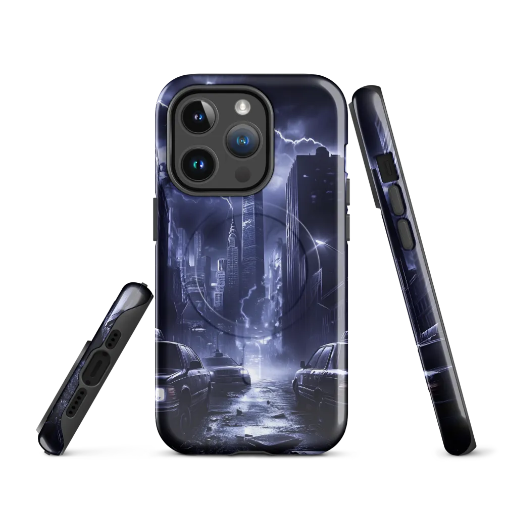 Stormy Cityscape: Shadows of the Night | Phone Case |  14 Pro | MagSafe® Tough Case | Glossy