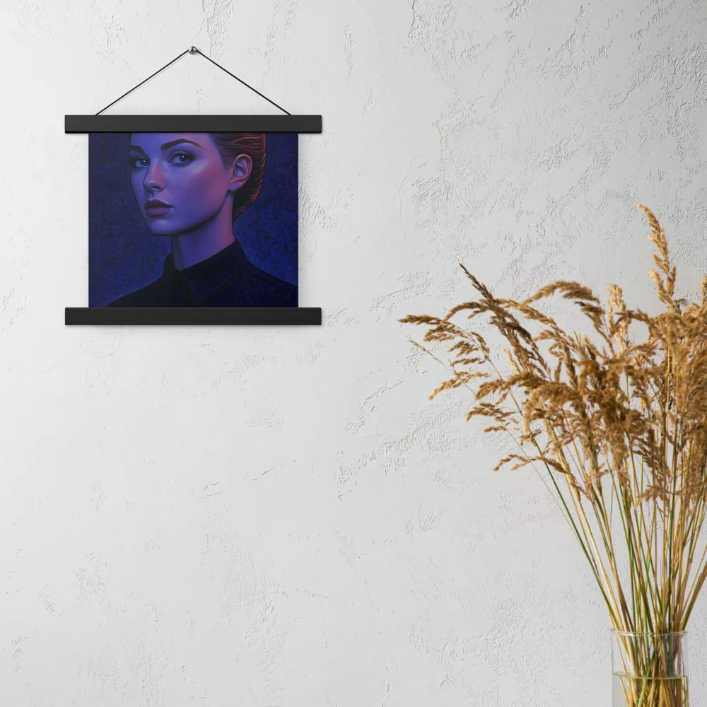 Ethereal Portrait in Blue and Red | Poster With Black Wood Hanger | 10″×10″