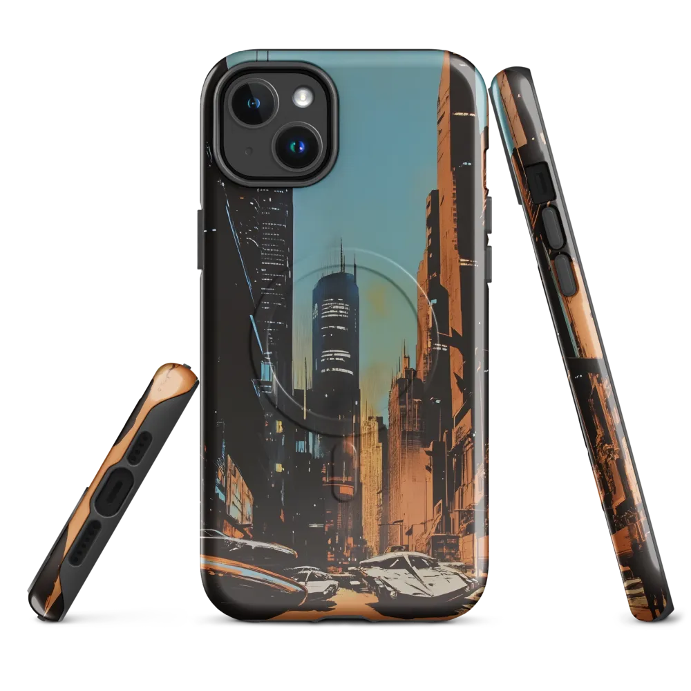Futuristic Cityscape in Blue and Orange