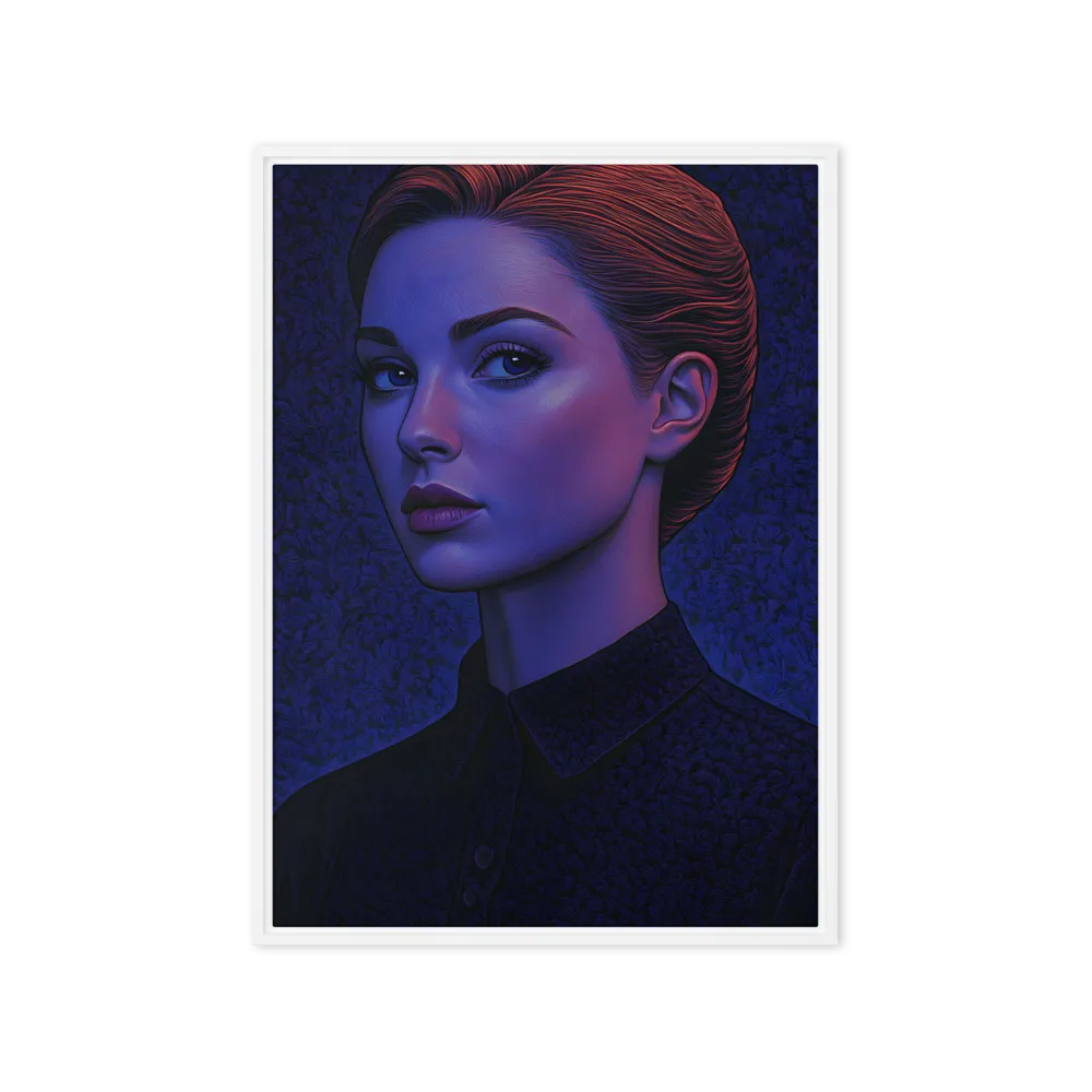 Ethereal Portrait in Blue and Red | Canvas with White Frame | 20″×28″