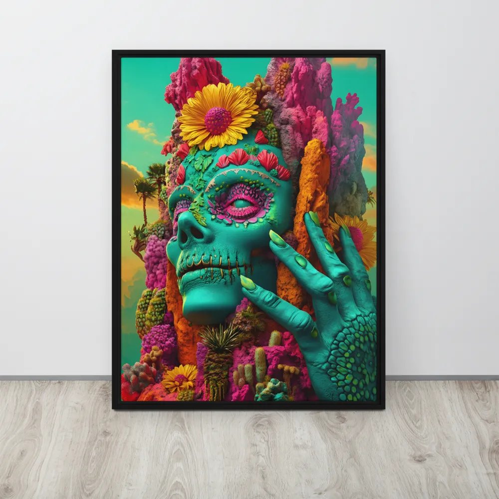 Ethereal Skull Garden | Canvas with Black Frame | 24″×32″