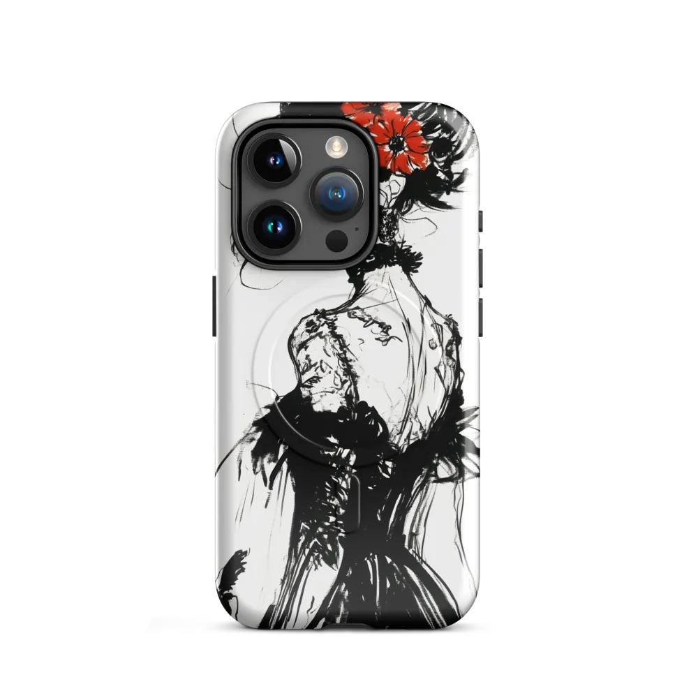 Elegance in Black and Red | Phone Case |  15 Pro | MagSafe® Tough Case | Glossy