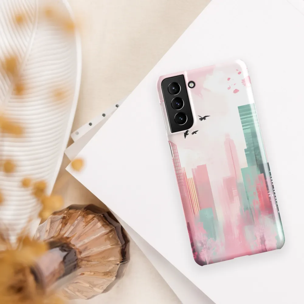 Dreamy Cityscape in Pink and Cyan
