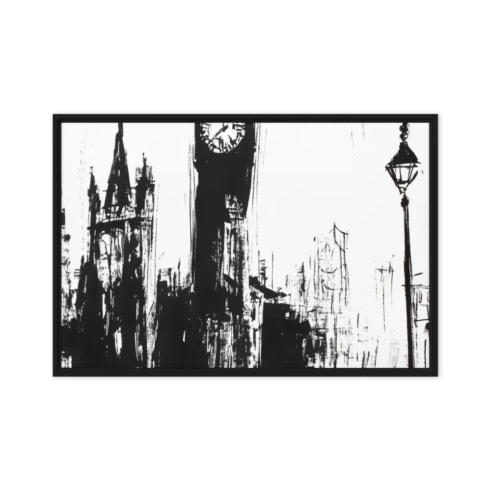 Clock Tower in Motion | Canvas with Black Frame | 20″×30″