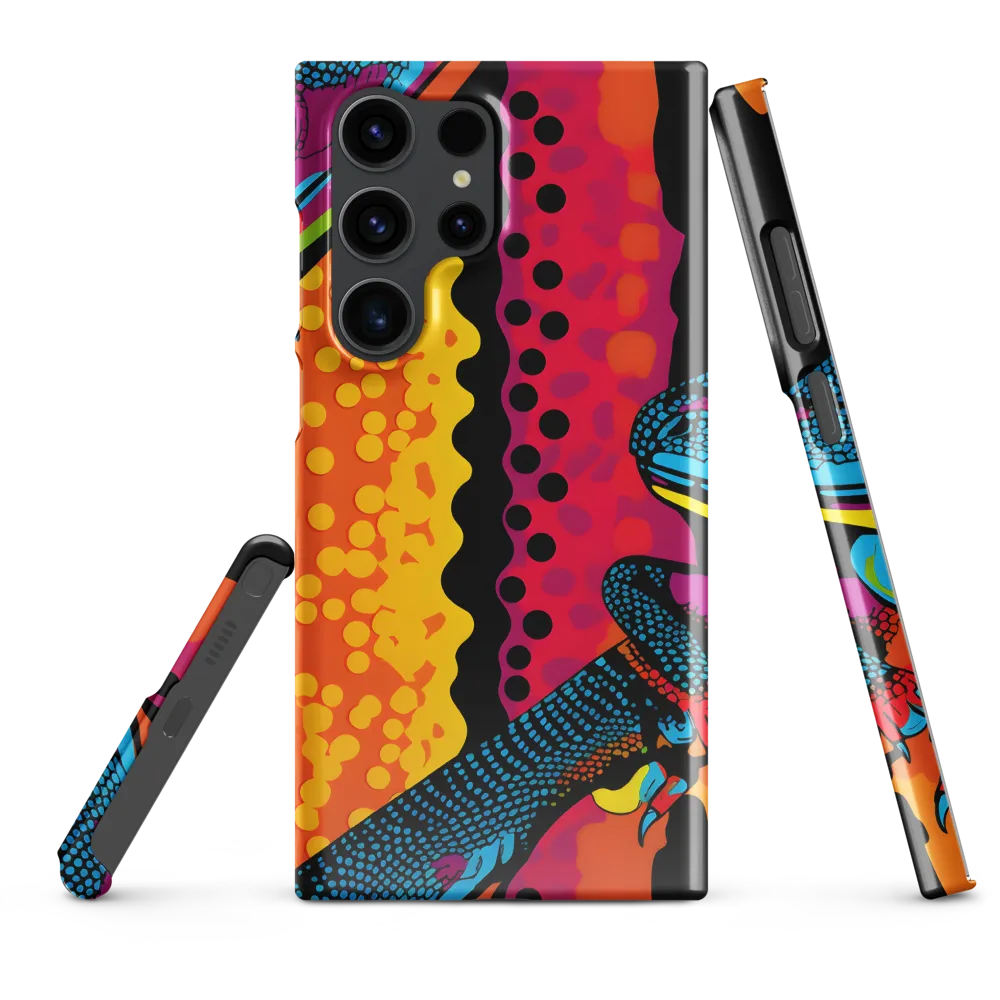 Colorful Encounters: The Playful Geckos | Phone Case |  S23 Ultra | Snap Case | Glossy